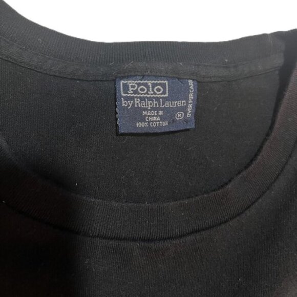 Ralph Lauren Pony Logo Men's Black Tee Shirt with Pocket Size M 100% Cotton - Picture 2 of 7